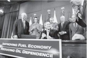 President Bush signs the Energy Independence and Security Act which started the use of corn-based ethanol fuel